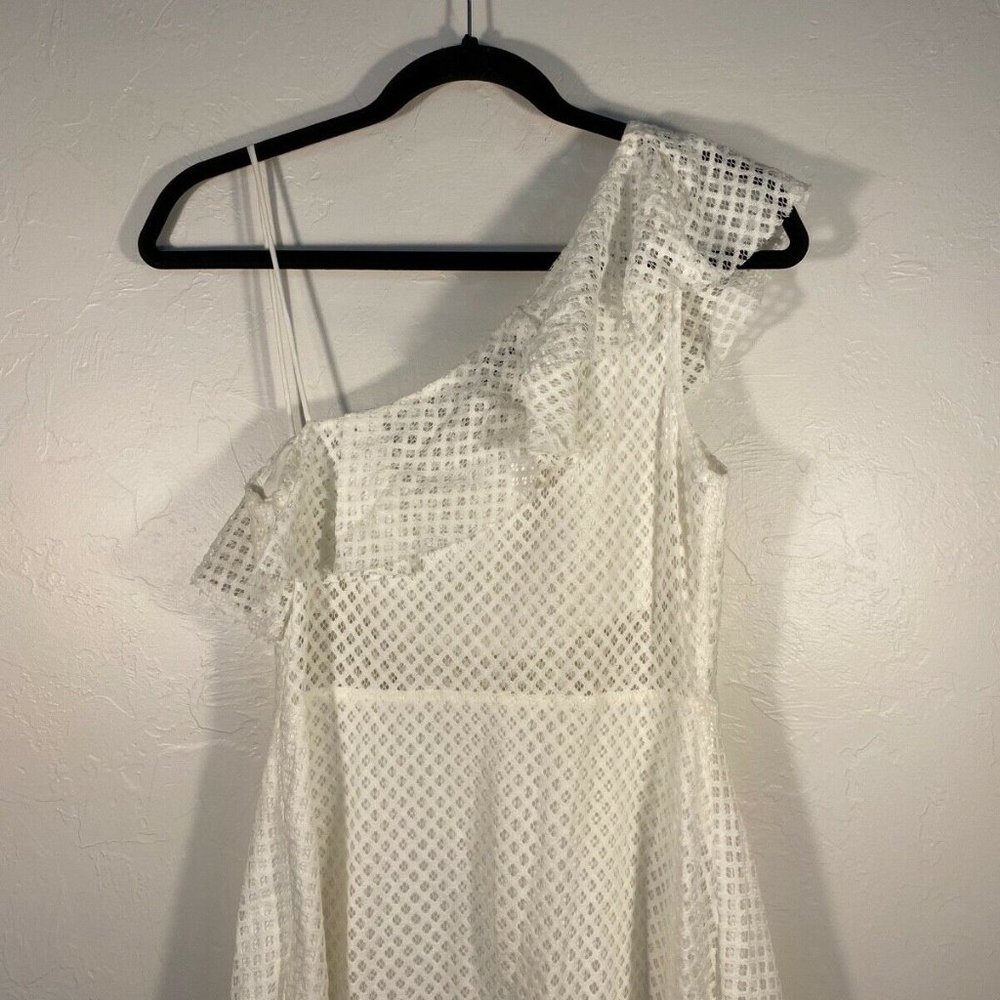 NWT Sandro LACE Dress Crochet One Ruffle Shoulder